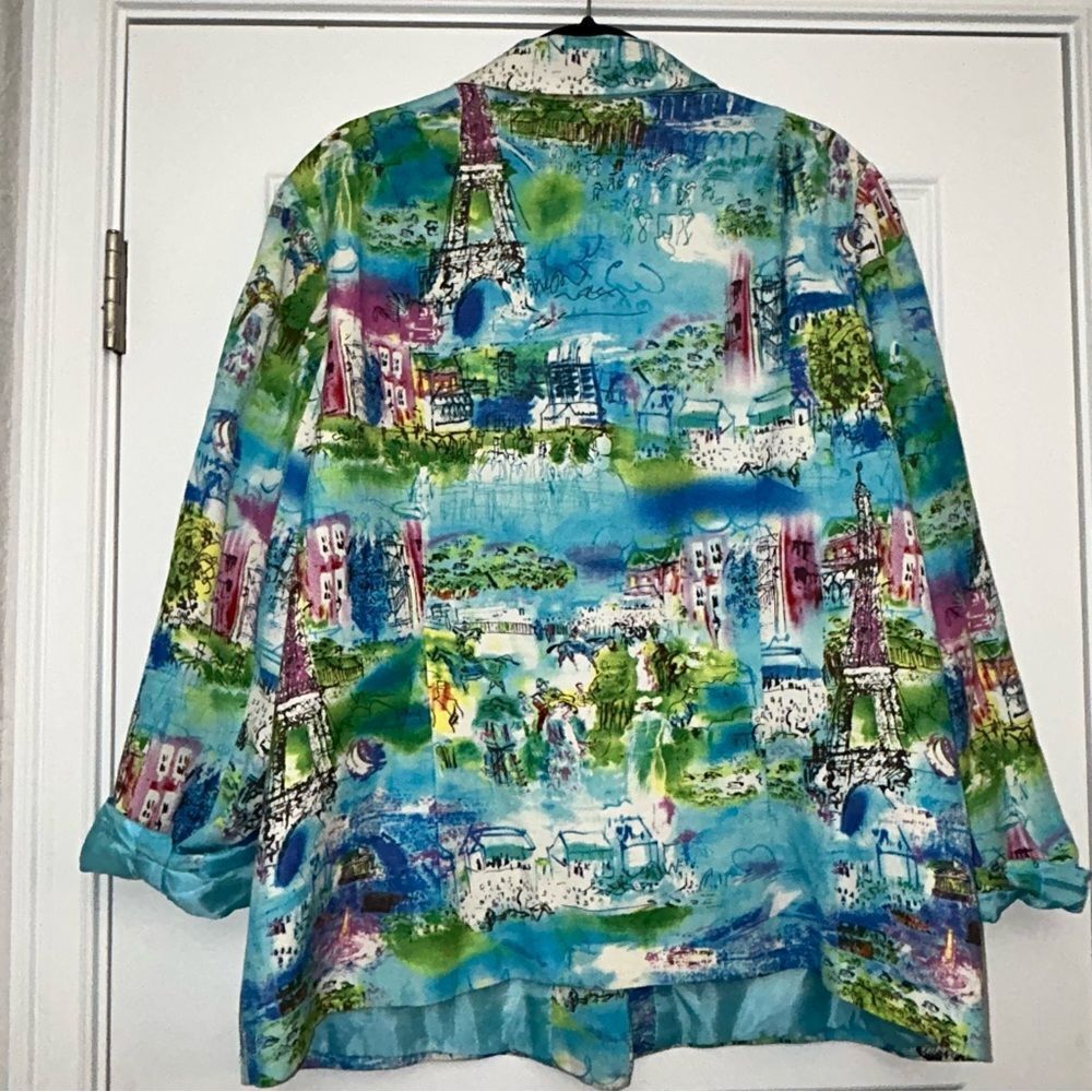 Coldwater Creek Eiffel Tower Button Front Long Sleeve Linen Blend Jacket Coat - Picture 5 of 9